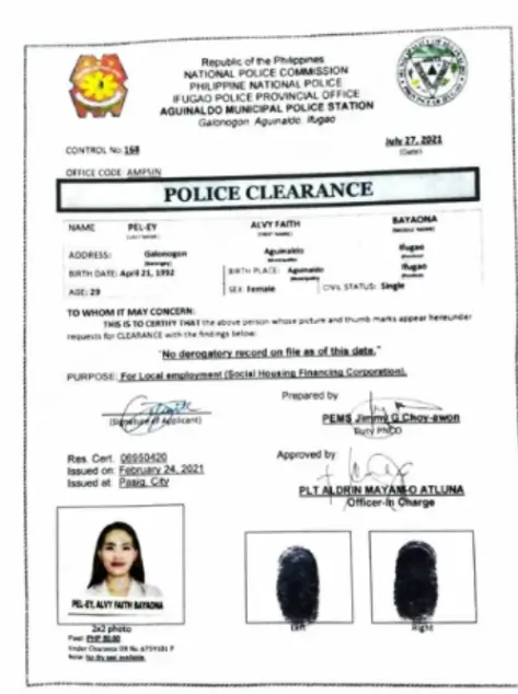 _Police Clearance Sample